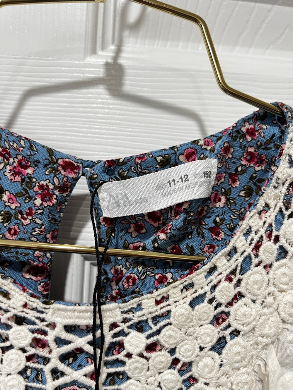 Zara blue floral dress cottage-core Farmhouse size girls 11-12 - Picture 8 of 8